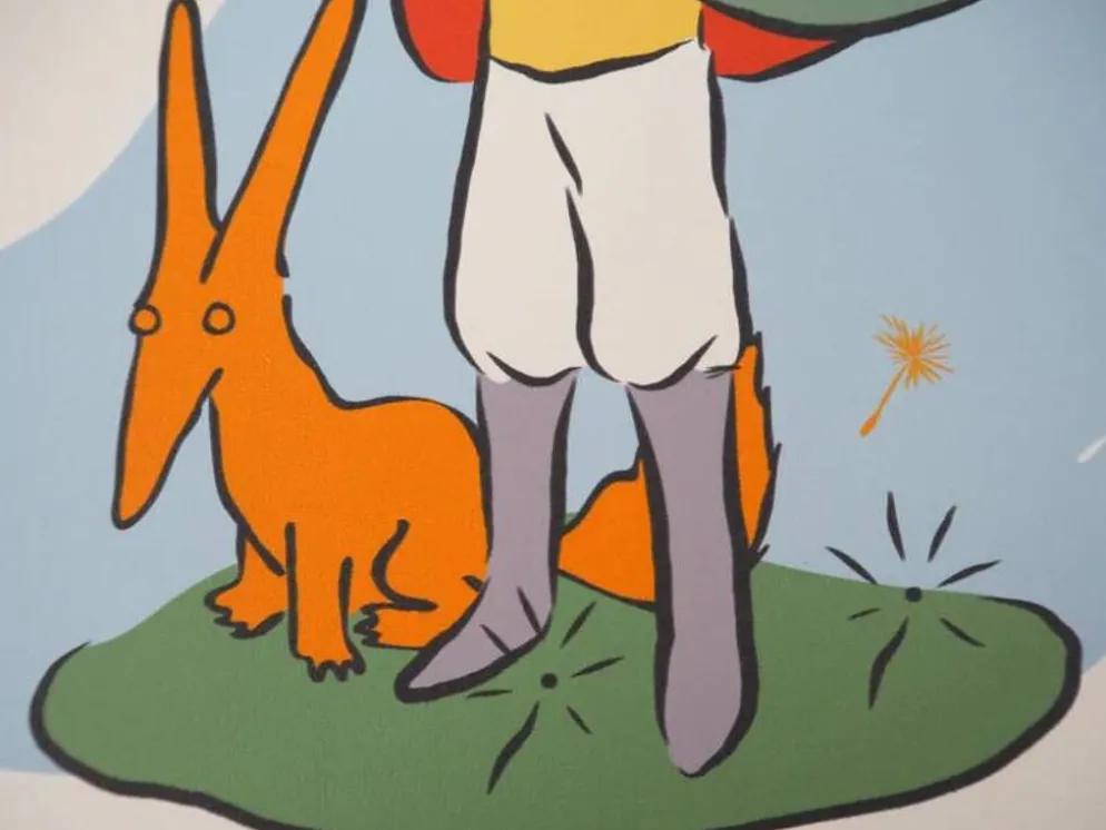 Antoine de Saint-Exupéry : Le Petit Prince et son ami le renard, lithographie