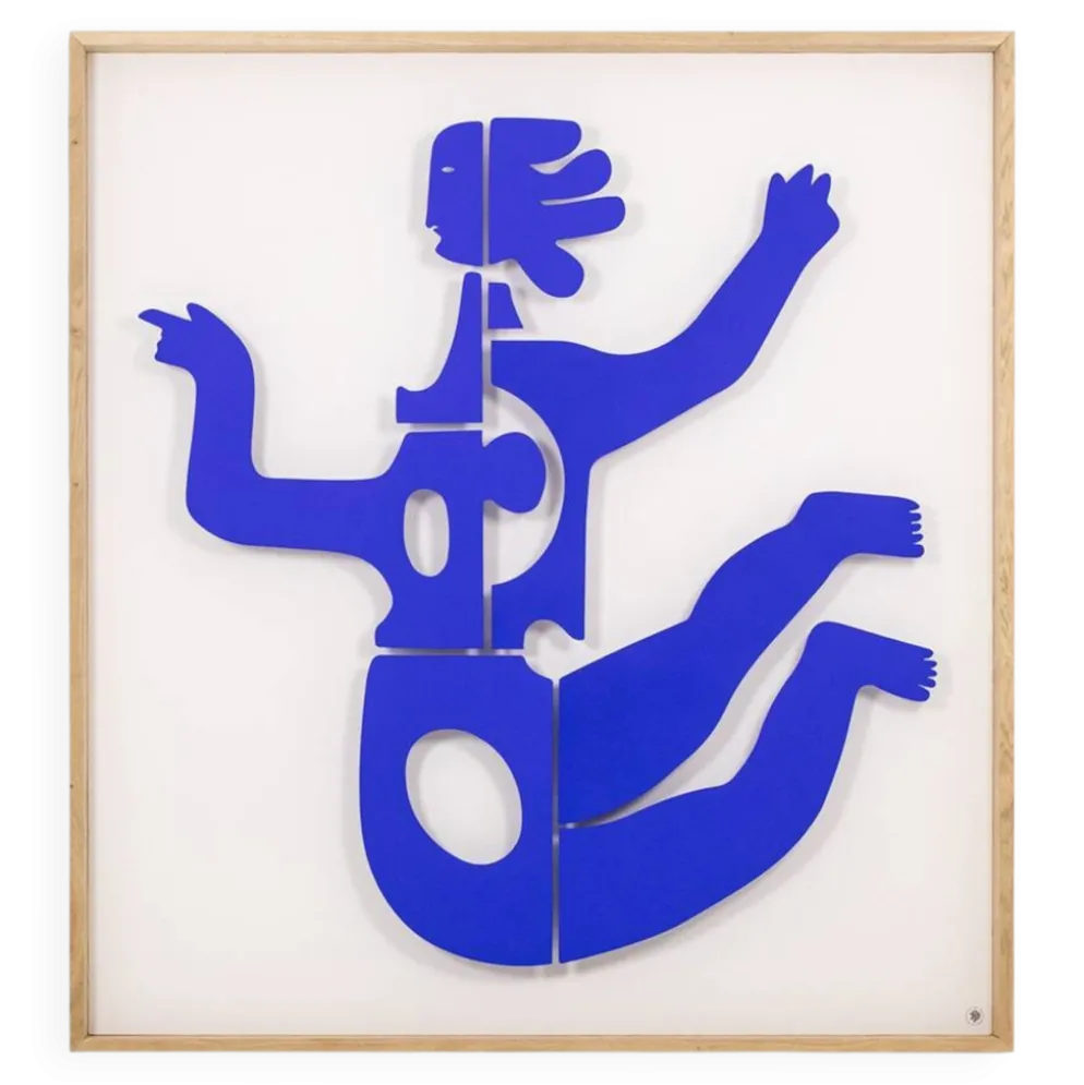 Antonine de Saint Pierre Panneau en métal laqué bleu. Contemporain