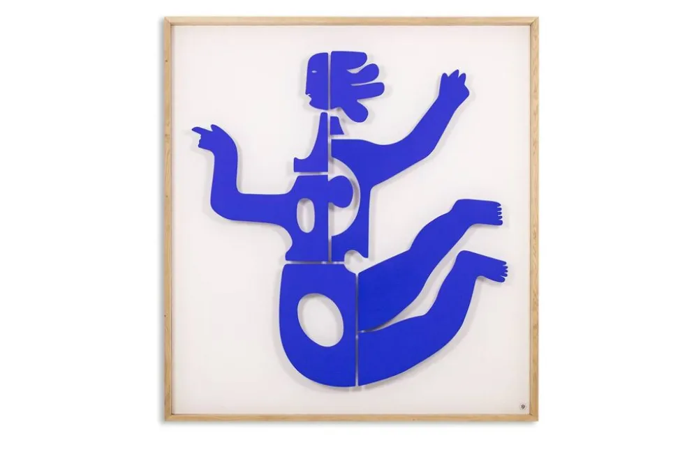 Antonine de Saint Pierre Panneau en métal laqué bleu. Contemporain
