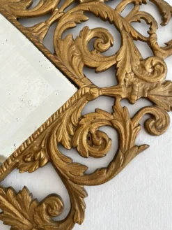 Applique miroir biseauté en bronze doré 3 bougeoirs
