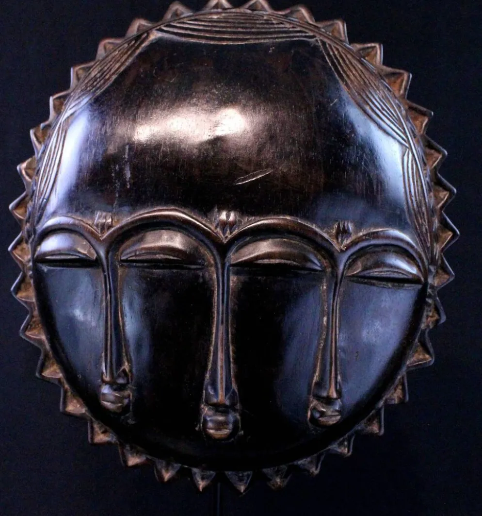 Art Africain Afrique - Masque Baoulé Soleil - 28 cm