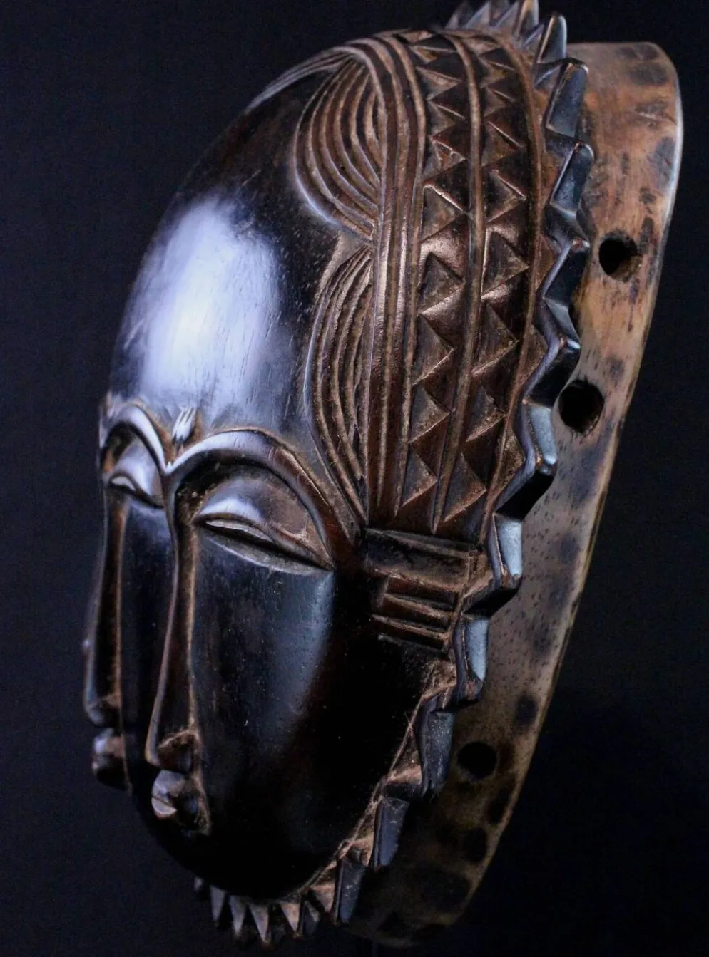 Art Africain Afrique - Masque Baoulé Soleil - 28 cm