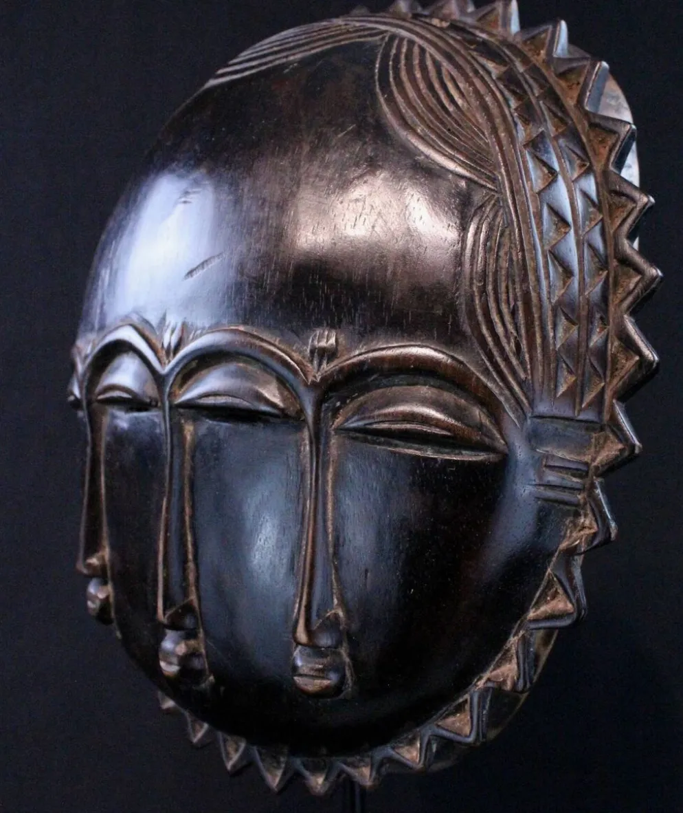 Art Africain Afrique - Masque Baoulé Soleil - 28 cm
