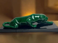 Art déco, sculpture panthère céramique verte vers 1930