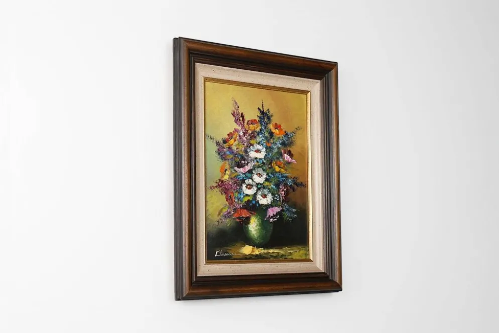 Artiste belge, Nature morte avec un bouquet de fleurs, années 1950, huile sur toile,