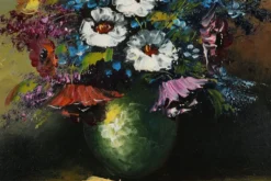 Artiste belge, Nature morte avec un bouquet de fleurs, années 1950, huile sur toile,