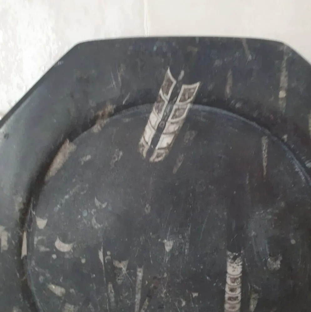 Assiette décorative en marbre fossilisé orthoceras