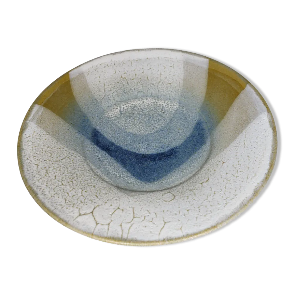 Assiette en céramique scandinave, signée, années 1970