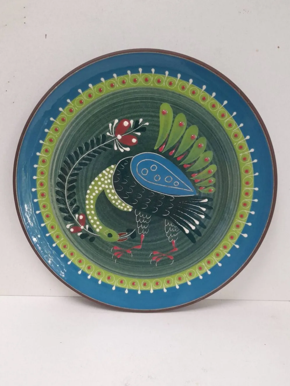 Assiette murale oiseau folklorique