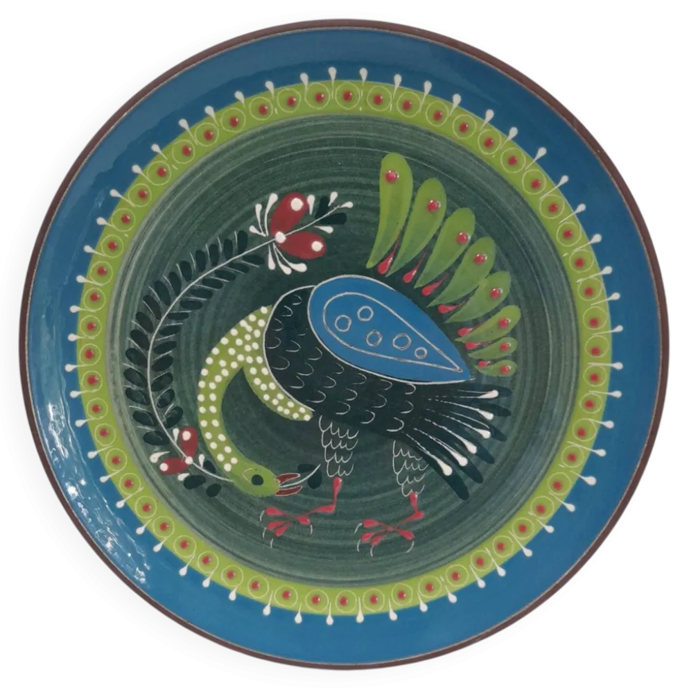 Assiette murale oiseau folklorique
