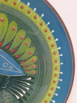 Assiette murale oiseau folklorique