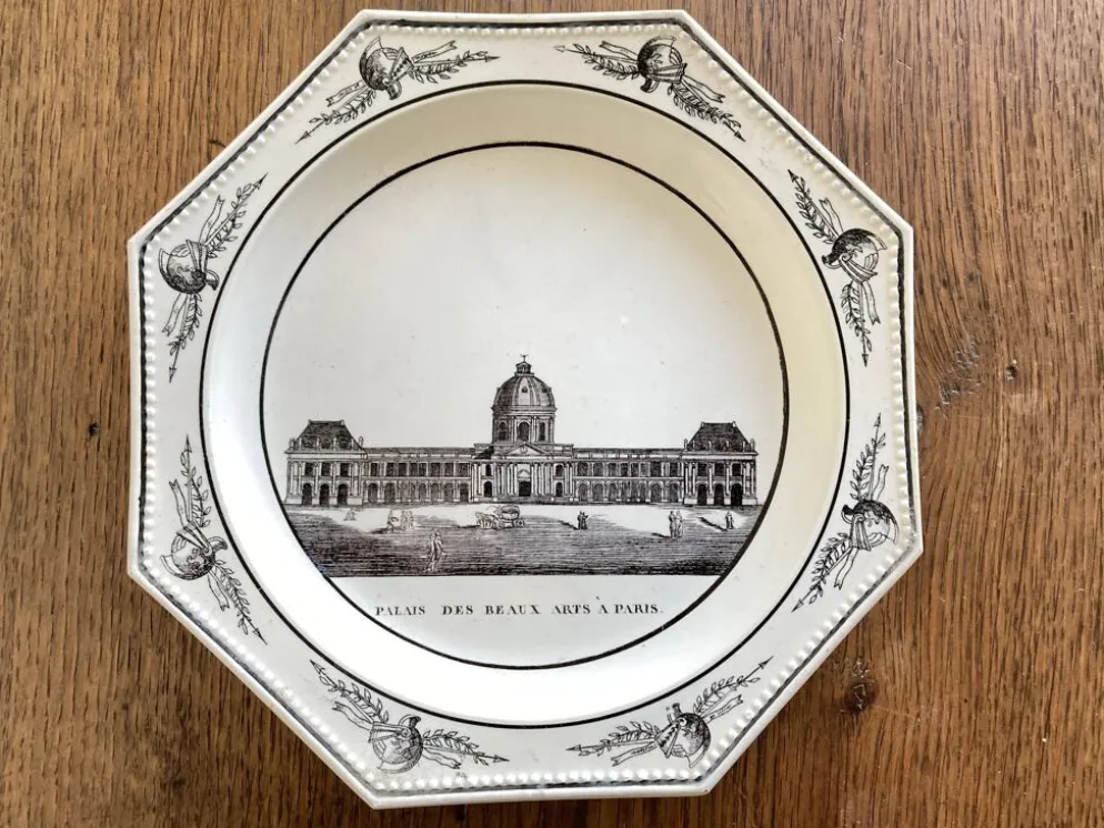 Assiettes octogonales Montereau directoire 1810 grisaille néoclassique
