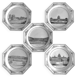 Assiettes octogonales Montereau directoire 1810 grisaille néoclassique