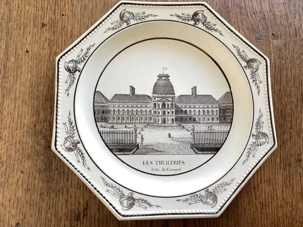 Assiettes octogonales Montereau directoire 1810 grisaille néoclassique