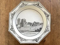 Assiettes octogonales Montereau directoire 1810 grisaille néoclassique