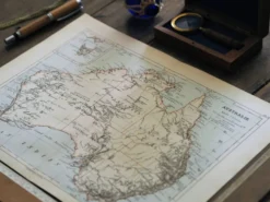 Australie, carte ancienne 1887 – Carte géographique vintage.