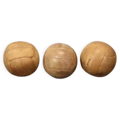 Ballon médicinal vintage en cuir marron, Tchécoslovaquie années 1930