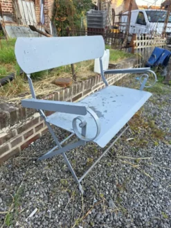 Banc de jardin ancien en fer forgé massif