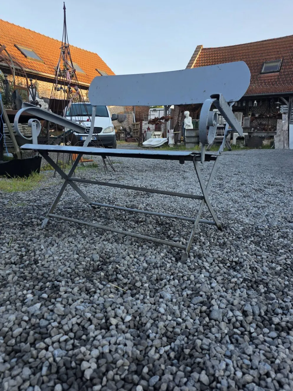 Banc de jardin ancien en fer forgé massif