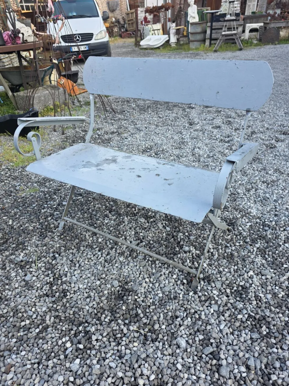 Banc de jardin ancien en fer forgé massif