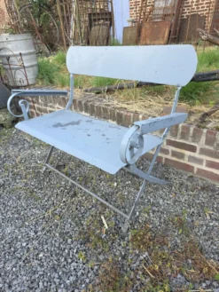 Banc de jardin ancien en fer forgé massif