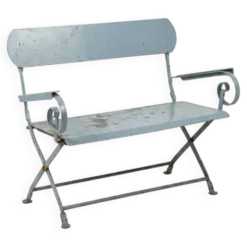 Banc de jardin ancien en fer forgé massif