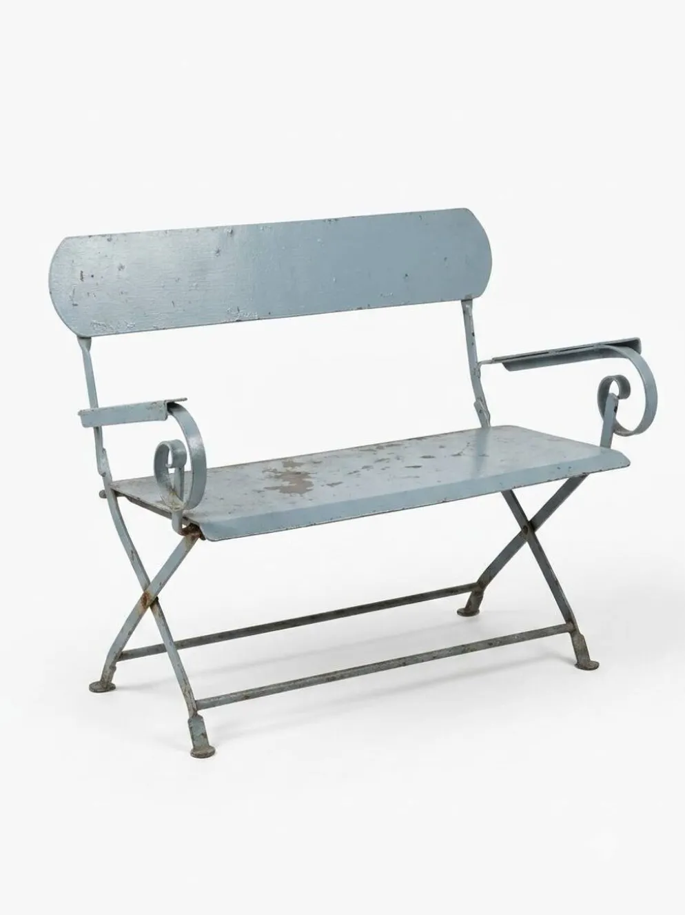 Banc de jardin ancien en fer forgé massif