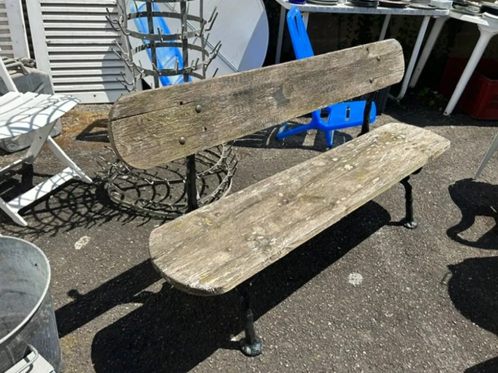 Banc de jardin ancien en fonte et bois annees 40