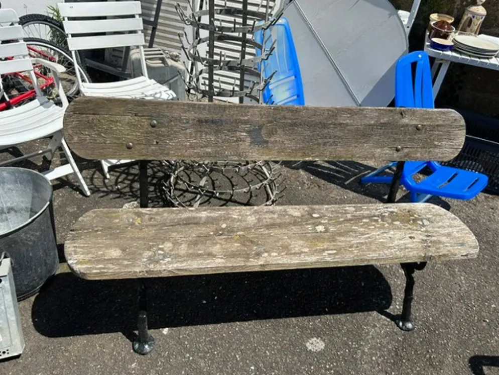Banc de jardin ancien en fonte et bois annees 40