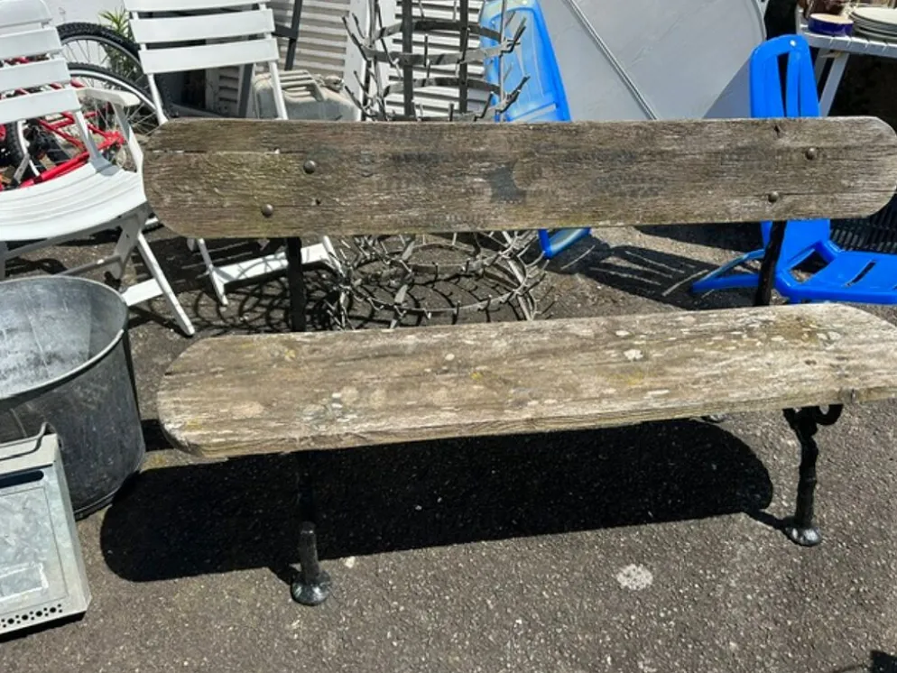 Banc de jardin ancien en fonte et bois annees 40