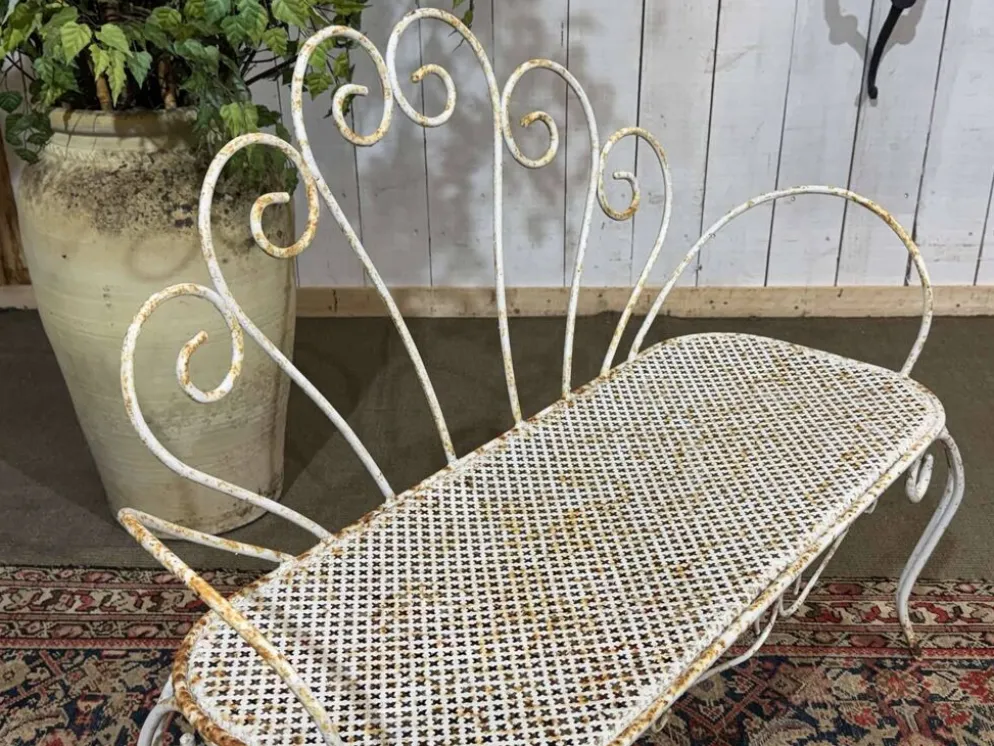 Banc de jardin en fer forgé des années 1950