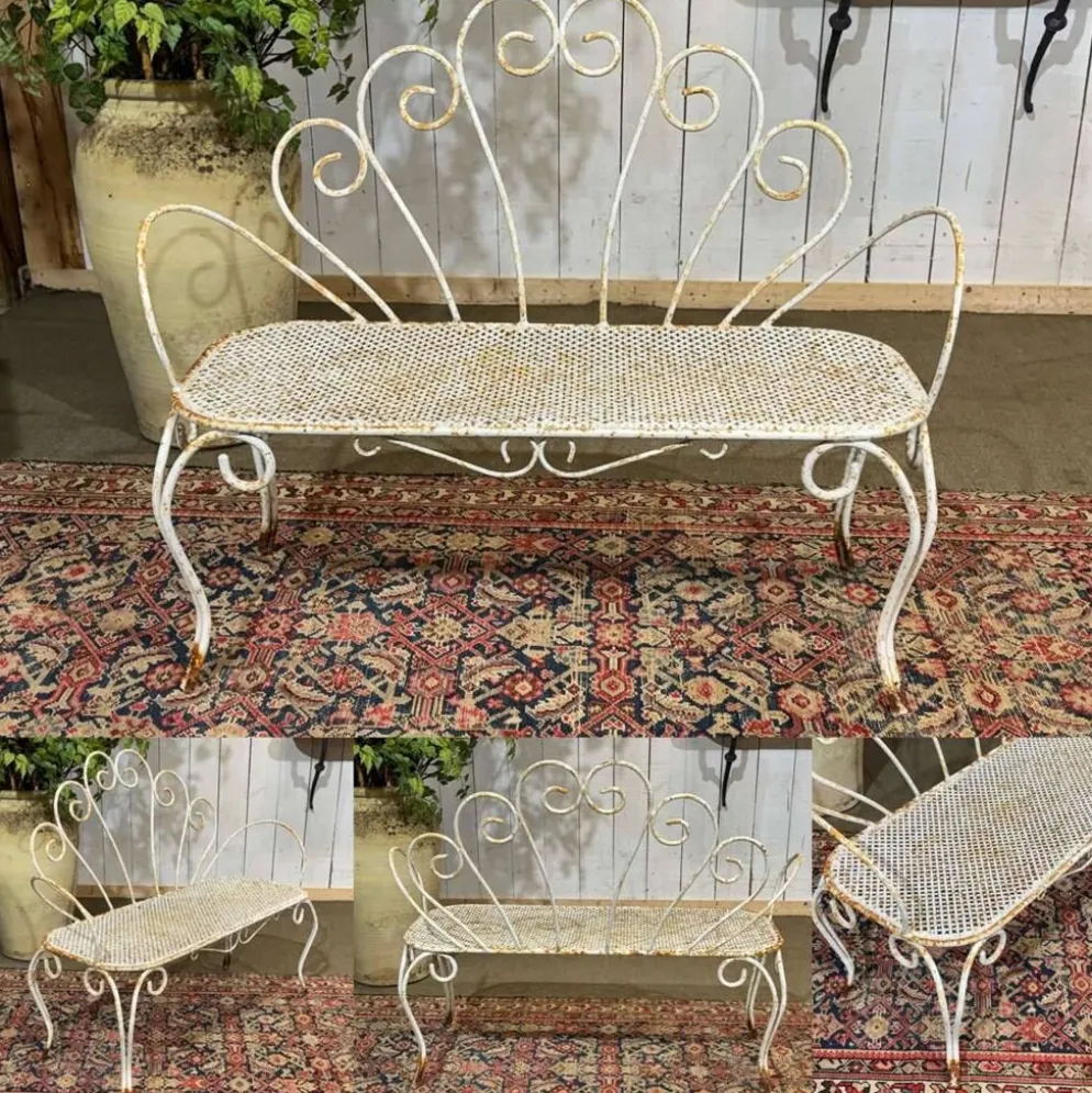Banc de jardin en fer forgé des années 1950