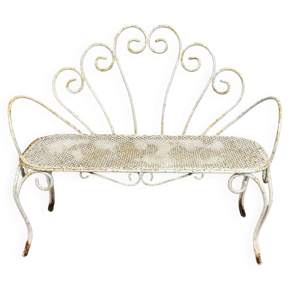 Banc de jardin en fer forgé des années 1950