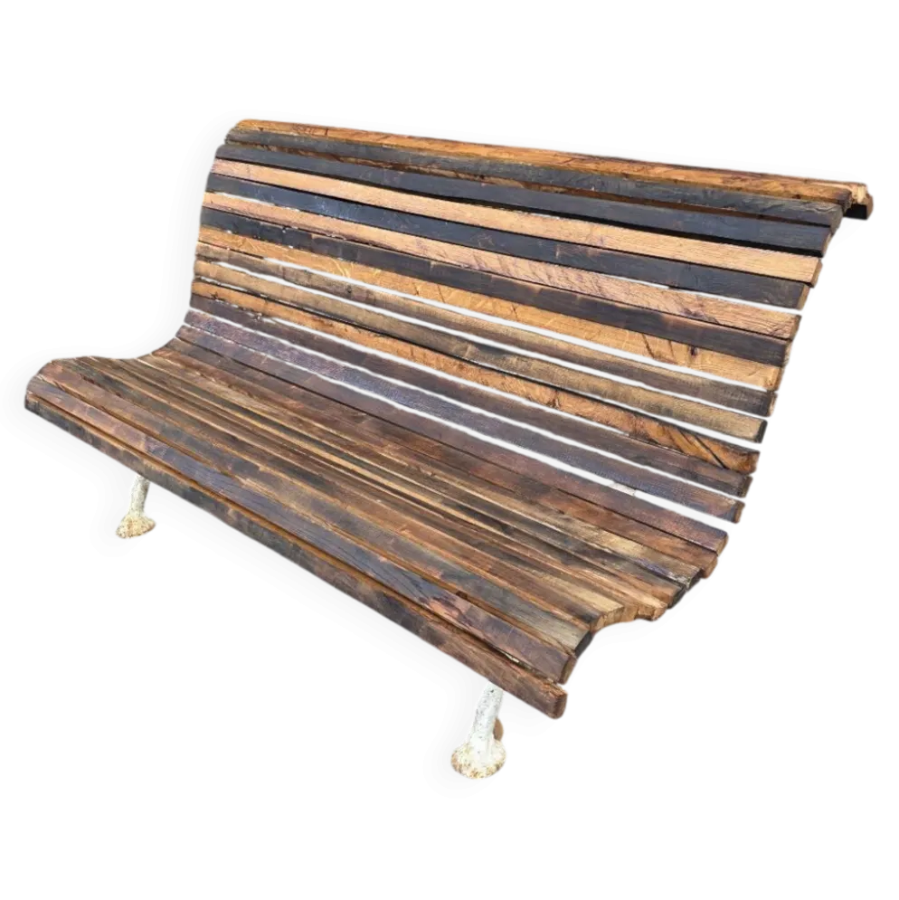 Banc de jardin en fonte et lattes en chêne