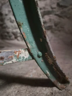 Banc de jardin français en bois et fer, années 1950