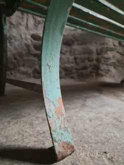 Banc de jardin français en bois et fer, années 1950