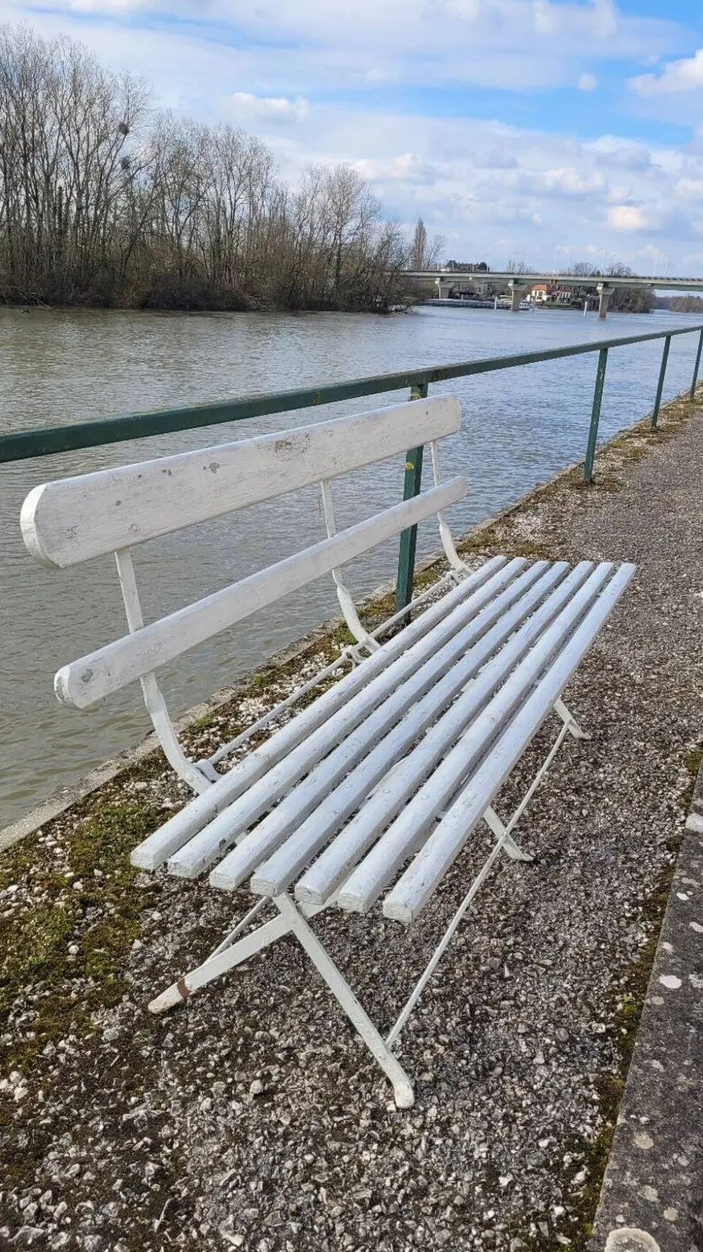 Banc pliant de Jardin en fer et bois ancien - 1950s