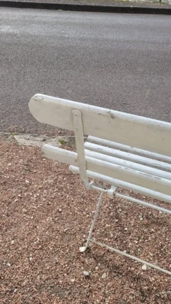 Banc pliant de Jardin en fer et bois ancien - 1950s