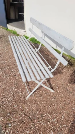 Banc pliant de Jardin en fer et bois ancien - 1950s