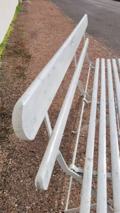 Banc pliant de Jardin en fer et bois ancien - 1950s