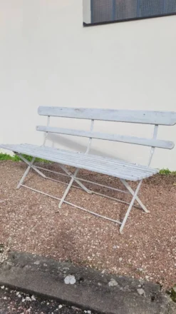 Banc pliant de Jardin en fer et bois ancien - 1950s
