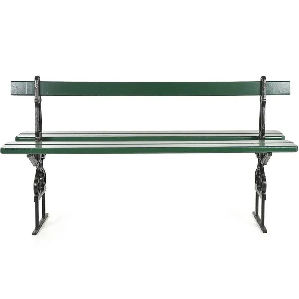 Banc public parisien Davioud en fonte noir et bois vert