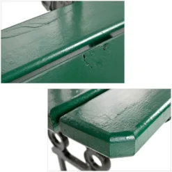 Banc public parisien Davioud en fonte noir et bois vert