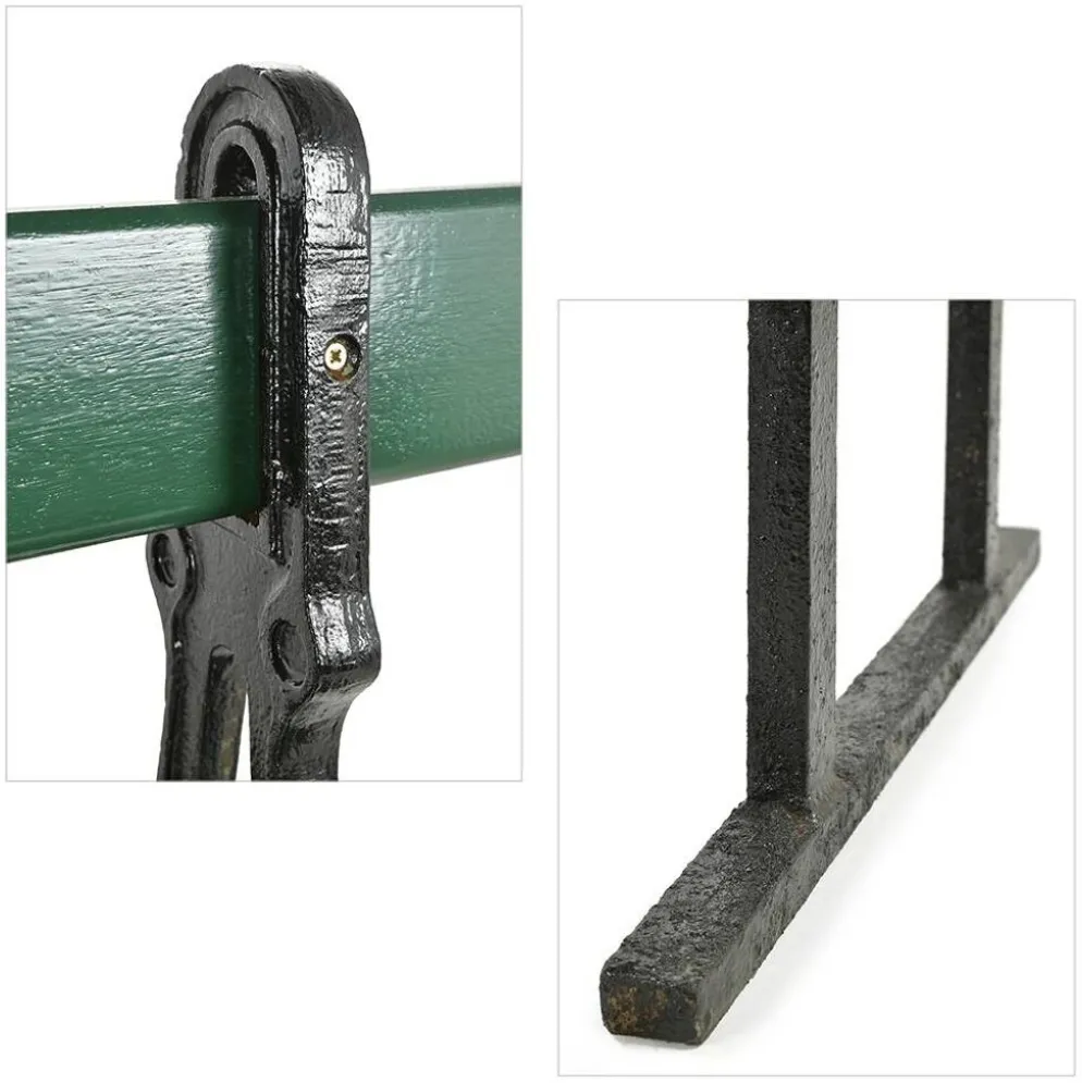 Banc public parisien Davioud en fonte noir et bois vert