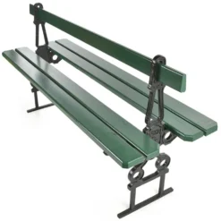 Banc public parisien Davioud en fonte noir et bois vert