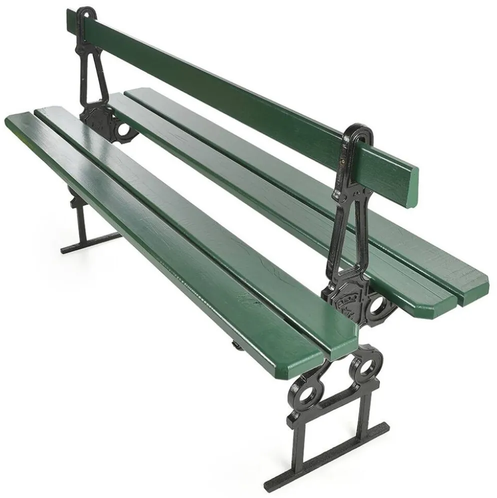 Banc public parisien Davioud en fonte noir et bois vert