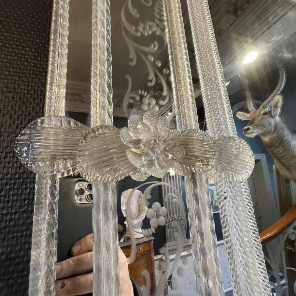 Barovier & Toso Murano, miroir à pare-closes gravées, début du XXᵉ siècle