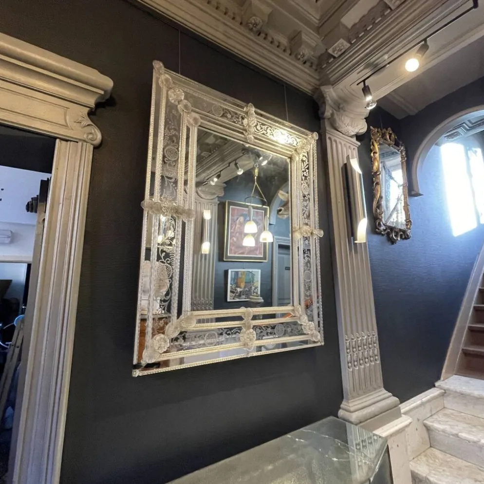 Barovier & Toso Murano, miroir à pare-closes gravées, début du XXᵉ siècle