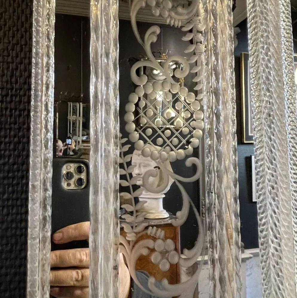 Barovier & Toso Murano, miroir à pare-closes gravées, début du XXᵉ siècle