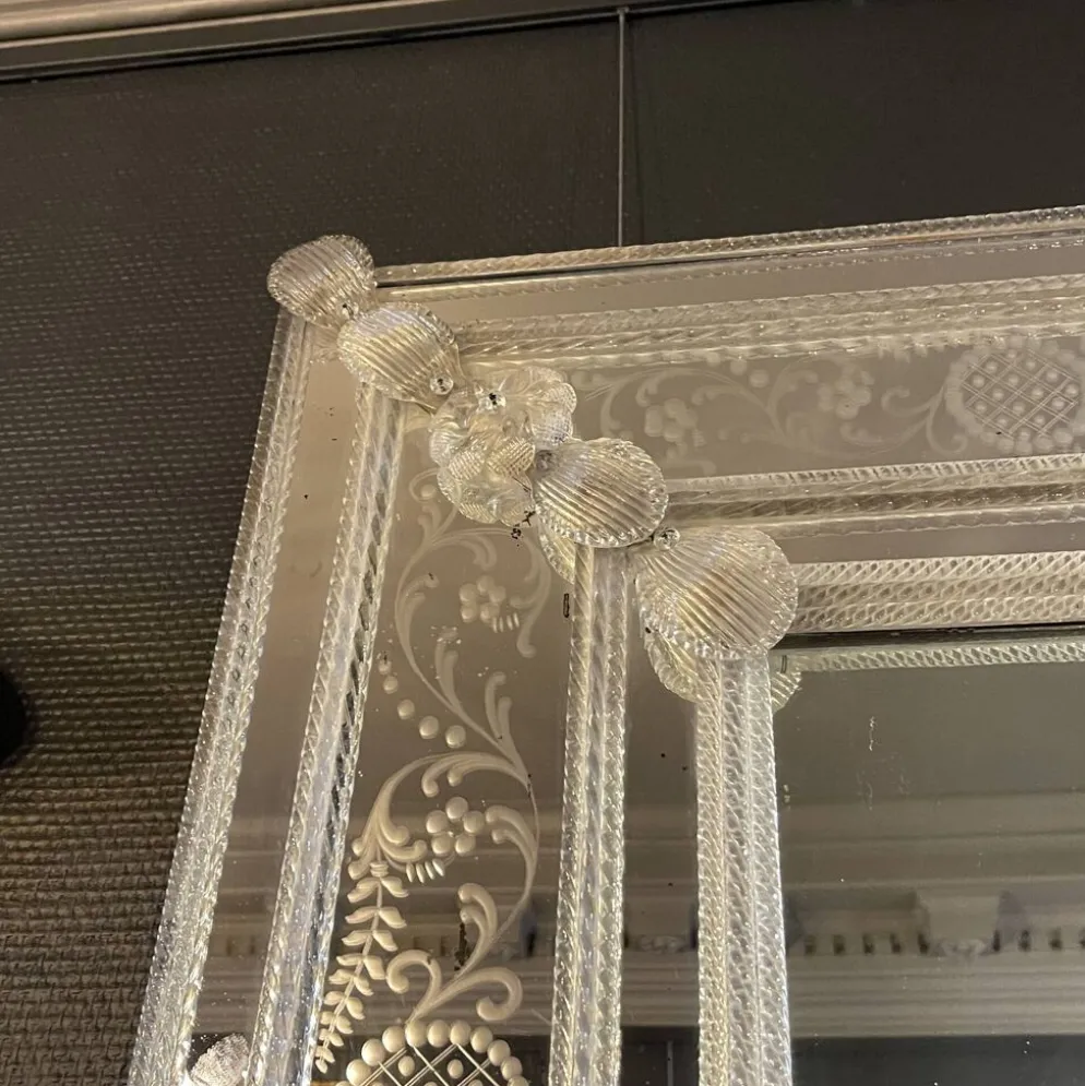 Barovier & Toso Murano, miroir à pare-closes gravées, début du XXᵉ siècle